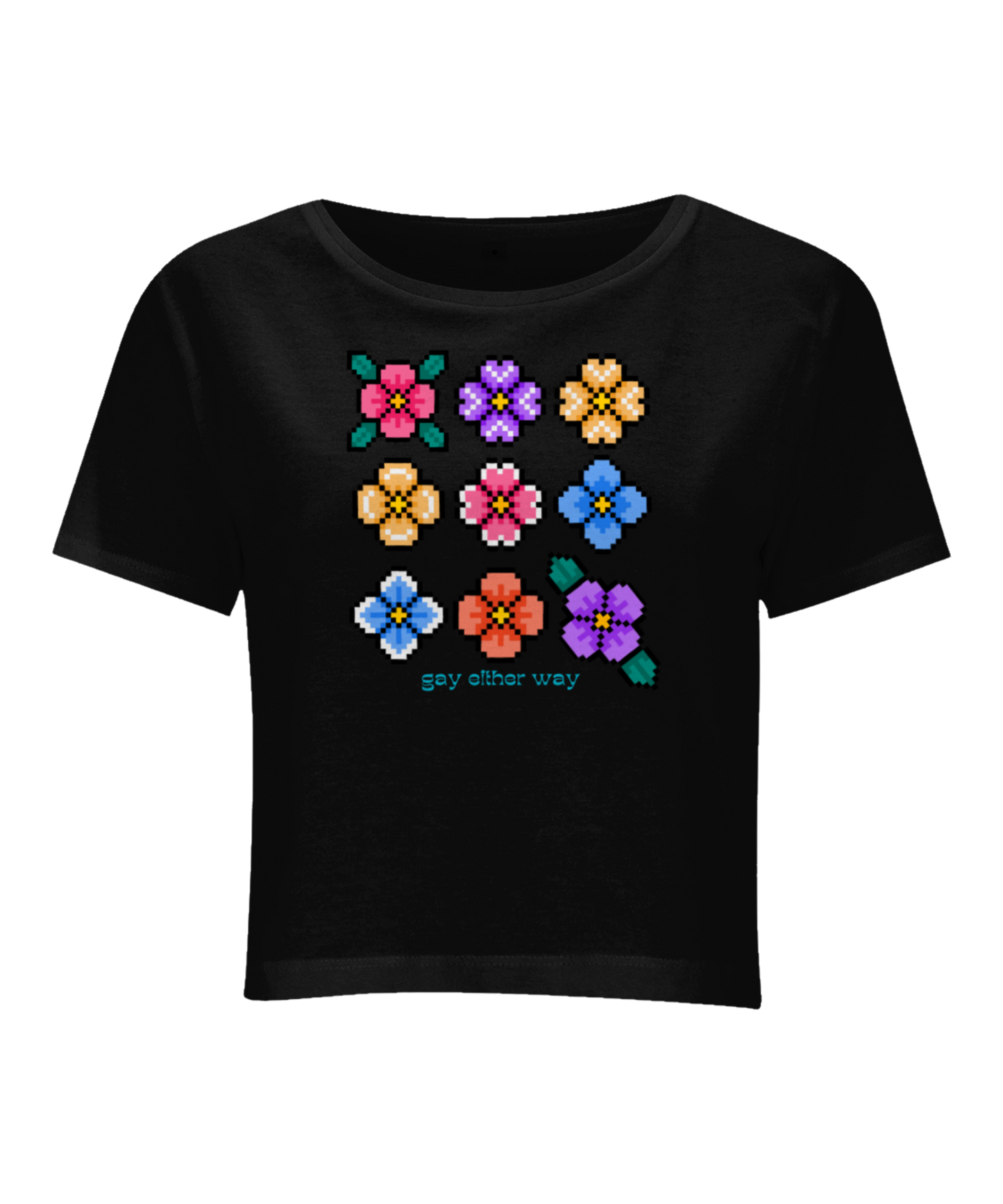 Pixel Blossom Cropped Tee